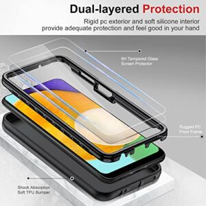 LeYi for Samsung Galaxy A03S Phone Case, Galaxy AO3S Phone Case with [2 x Tempered Glass Screen Protector], Full-Body Shockproof Soft Silicone Phone Cover Case for Samsung A03S (6.5 Inch), Black