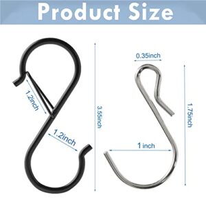 CRSONGMAOZL 24 Pack S Hooks for Hanging Clothes Heavy Duty Metal Black S Hook with Safety Buckle Design for Outdoor, Lights, Kitchenware, Hanging Hooks