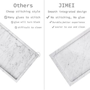 JIMEI Marble Tray Rectangular Vanity Tray and Serving Tray for Bathroom,Kitchen and Coffee Table,Jewelry & Perfume Organizer (Italian Carrara White 11.8 x 7.9 x 0.98in)