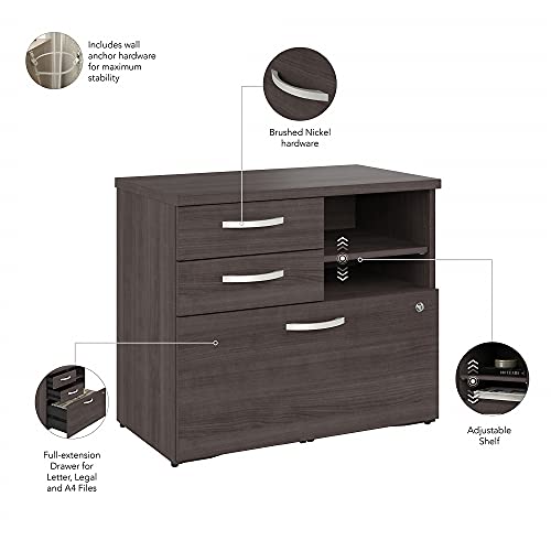 Bush Business Furniture Hybrid Office Storage Cabinet with Drawers and Shelves, Storm Gray