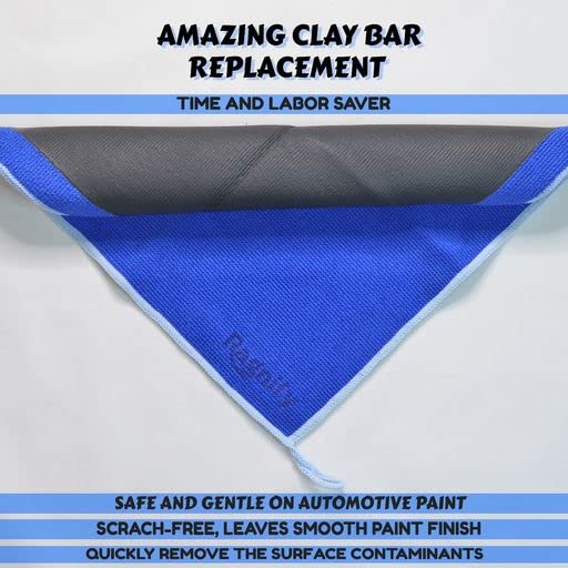 Ragnify Clay Towel Auto Detailing Scratch Free and Paint Safe fine Grade Clay Bar Cloth for Car Detailing, Polishing and Removing Paint Contaminants (Blue Regular)