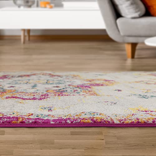 Antep Rugs Elite 5x7 Vintage Bohemian Distressed Oriental Medallion Indoor Area Rug (Pink, 5' x 7')