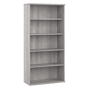 bush business furniture hybrid tall 5 shelf bookcase in platinum gray