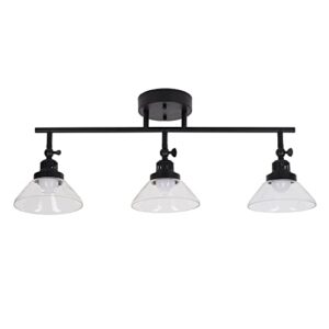 catalina 23" classic 3-light integrated led track light with adjustable clear glass shades, black