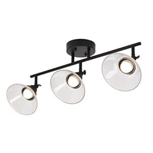 Catalina 23" Classic 3-Light Integrated LED Track Light with Adjustable Clear Glass Shades, Black