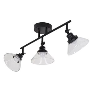 Catalina 23" Classic 3-Light Integrated LED Track Light with Adjustable Clear Glass Shades, Black