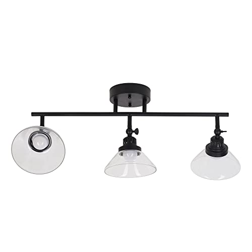 Catalina 23" Classic 3-Light Integrated LED Track Light with Adjustable Clear Glass Shades, Black