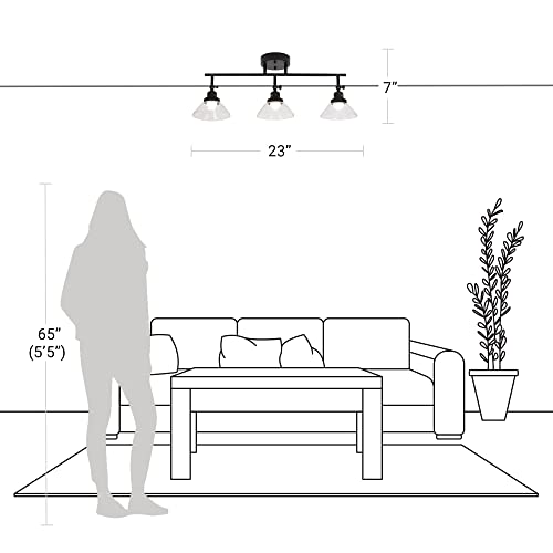 Catalina 23" Classic 3-Light Integrated LED Track Light with Adjustable Clear Glass Shades, Black