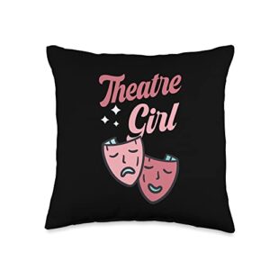 theater girl | musical performer theater girl gift idea for an actor | musical performer throw pillow, 16x16, multicolor