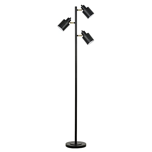 Catalina 23247-001 Modern Floor Lamp, 66", Black w/Metal Shades