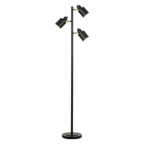 Catalina 23247-001 Modern Floor Lamp, 66", Black w/Metal Shades