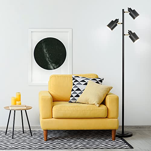 Catalina 23247-001 Modern Floor Lamp, 66", Black w/Metal Shades