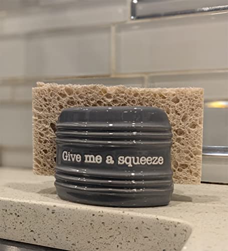 Mud Pie Circa Gray Squeeze Sponge Holder, 3" x 3"