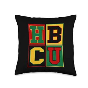 uniquely african hbcu apparel hbcu block letters grads alumni african american throw pillow, 16x16, multicolor