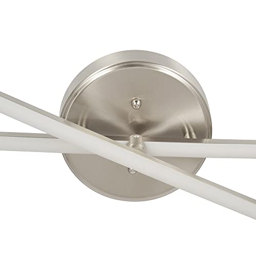 Catalina 40" Modern Dimmable LED Crossed 2-Bar Fixed Track Light, Brushed Nickel