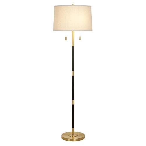 Catalina 23209-000 Transitional 2-Light Dual Pull Chain Floor Lamp, 56.5", Black & Antique Brass