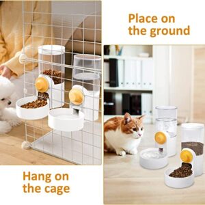 DricRoda Pet Feeder Waterer Hanging Dog Cat Food Water Dispenser, Automatic Gravity Feeder Waterer Set for Cage Pets, Travel Food Water Bowl Rabbit Feeder for Ferret Small and Medium Animals, White