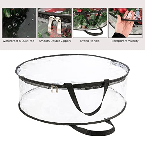 CINPIUK Clear Wreath Storage Bag 30 Inch Christmas Wreath Storage Container, Heavy Duty Wreath Protector with Handle for Holiday Seasonal Wreath Garland