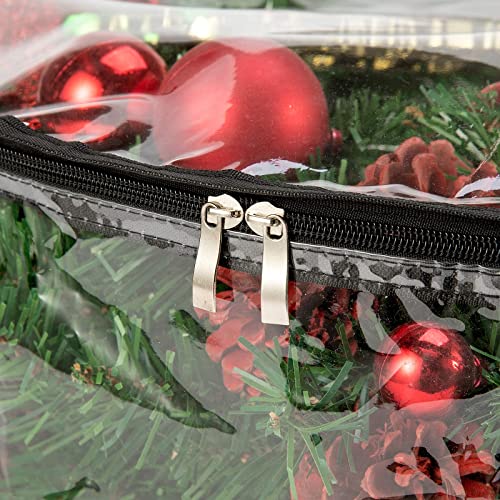 CINPIUK Clear Wreath Storage Bag 30 Inch Christmas Wreath Storage Container, Heavy Duty Wreath Protector with Handle for Holiday Seasonal Wreath Garland