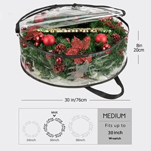 CINPIUK Clear Wreath Storage Bag 30 Inch Christmas Wreath Storage Container, Heavy Duty Wreath Protector with Handle for Holiday Seasonal Wreath Garland