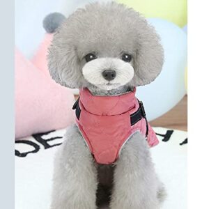 Pet Clothes, Dog Warm Jacket with Harness Winter Puppy 2 in 1 Coat Small Dog Vest Harness with Reflective Costume for Small Medium Dogs (3XL-Rose Red)