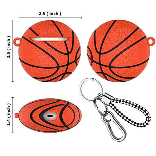 Takfox AirPods Case, Airpods Cover Case Sports Cool Cute Fashion Protective Shockproof Portable Stylish Headphone Accessories Case with Keychain/Carabiner for Apple Airpods 1 & AirPods 2-Basketball