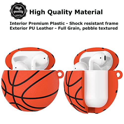 Takfox AirPods Case, Airpods Cover Case Sports Cool Cute Fashion Protective Shockproof Portable Stylish Headphone Accessories Case with Keychain/Carabiner for Apple Airpods 1 & AirPods 2-Basketball