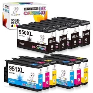 miss deer compatible high yield ink cartridges replacement for hp 950xl 951xl combo pack, works with hp officejet pro 8600 8610 8620 8630 8640 8100 8615 251dw 271dw 276dw (4bk, 2c, 2m, 2y)