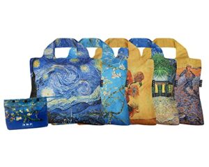 envirosax van gogh pouch reusable bag polyester shopping grocery bags set of 5 foldable water resistant