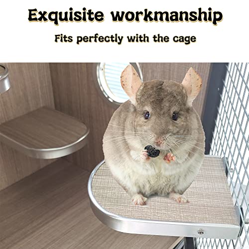 kathson Wooden Hamster Stand Platform Guinea Pig Climbing Exercise Toy Chinchilla Activity Playground Cage Accessories with Metal Edging for Bird Parrot Mouse Gerbil and Dwarf(6.5x5.7x0.87 inches)