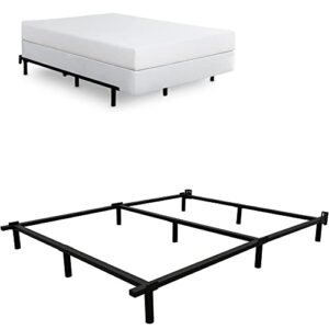 mombinus metal king bed frame easy to assembly|heavy duty 7 inch king platform frame|9-leg support bed base for box spring and mattress foundation|black king size bed frame