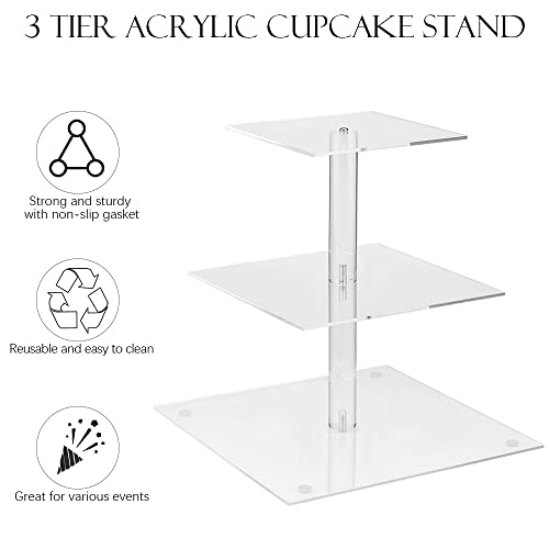 Cupcake Stand, Othran Cupcake Tower 2 Sets, 3 Tier Acrylic Cupcake Display Stand Cupcake Holder for Wedding, Birthday, Theme Party, Baby Shower, Christmas