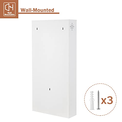 SPACEROCK 3 Drawer Shoe Storage Cabinet Wall Mounted & No-Assembly 20“ Metal Shoe Cabinet for Entryway, Hallway, and Corridor, Holds 9 Pair Shoes (White, 20 Inches)