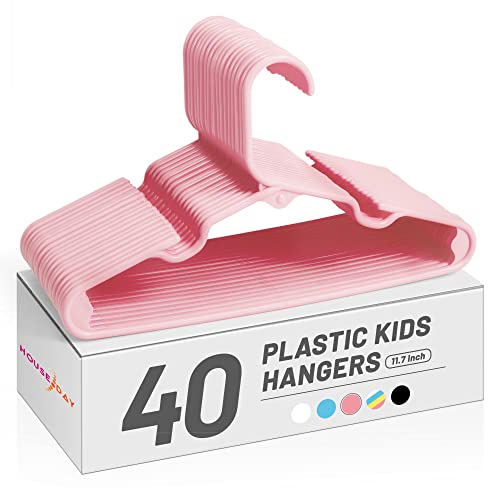 HOUSE DAY Kids Hangers 40 Pack, Premium Baby Hangers for Closet, Slim Plastic Hangers Cute Infant Hangers, Durable Kids Clothes Hanger Toddler Hangers, Childrens Hangers Baby Hangers for Nursery Pink