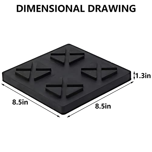 Homeon Wheels RV Leveling Block Flex Pads,Rubber RV Mat Apply to Uneven sufaces for Leveling Blocks & stabilizer,Black(8.5” x 8.5”)