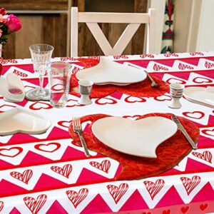 3 Pack Valentine's Day Tablecloth Disposable Thick Valentines Day Table Cover Plastic Rectangular Red Heart Tablecloths Valentines Day Party Supplies Wedding Anniversary Birthday Decor (54 x 87 Inch)