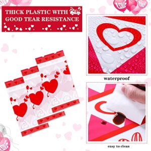 3 Pack Valentine's Day Tablecloth Disposable Thick Valentines Day Table Cover Plastic Rectangular Red Heart Tablecloths Valentines Day Party Supplies Wedding Anniversary Birthday Decor (54 x 87 Inch)