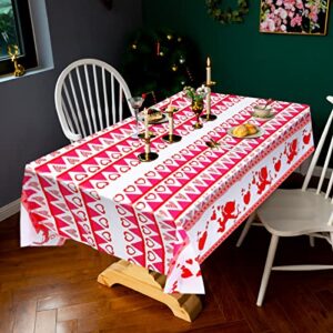 3 Pack Valentine's Day Tablecloth Disposable Thick Valentines Day Table Cover Plastic Rectangular Red Heart Tablecloths Valentines Day Party Supplies Wedding Anniversary Birthday Decor (54 x 87 Inch)