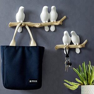 birds decorative wall hanger clothes hooks for home decor hanging keys bag hats (white,two birds)