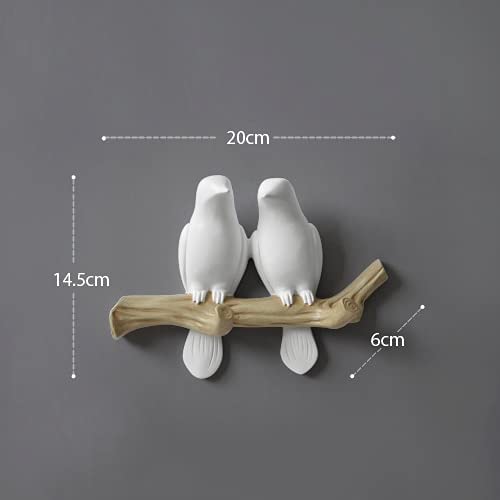 Birds Decorative Wall Hanger Clothes Hooks for Home Decor Hanging Keys Bag Hats (White,Two Birds)
