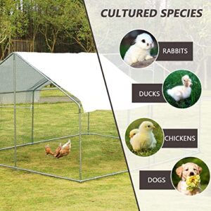 JOVNO Large Metal Chicken Coop Cage Walk-in Enclosure Poultry Hen Run House Playpen Exercise Pen Outdoor Yard Poultry Pet Hutch with Weather Proof Cover