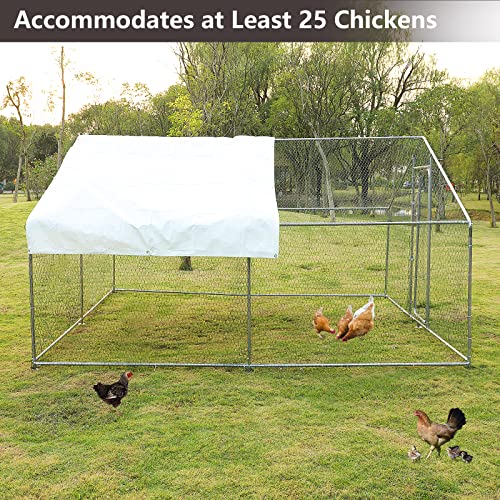 JOVNO Large Metal Chicken Coop Cage Walk-in Enclosure Poultry Hen Run House Playpen Exercise Pen Outdoor Yard Poultry Pet Hutch with Weather Proof Cover