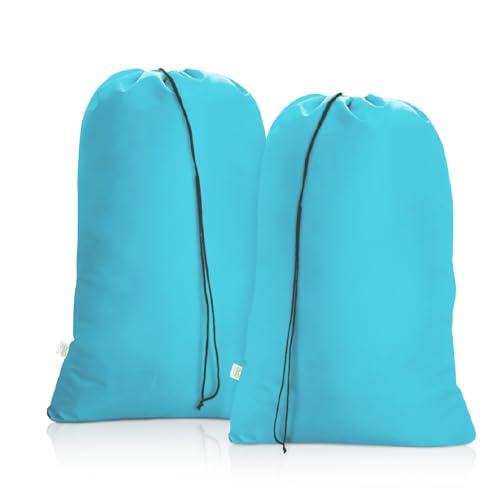 OTraki 2 Pack Large Laundry Bags 28 x 45 inch Washable Dirty Clothes Organizer with Drawstring Closure Heavy Duty Hamper Replacement Liner XL Home Dorm Storage Sack 70x115cm Turquoise