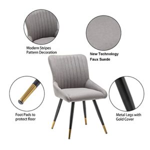Alunaune Upholstered Dining Chairs Set of 2 Modern Kitchen Chairs Mid Century Accent Chair, Faux Suede Armless Leisure Chair Living Room Desk Side Chair-Grey