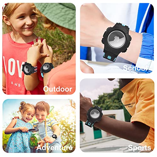 AirTag Wristband Kids-Full Protective Anti-Scratch Air tag Bracelet for Kids,Lightweight Soft Silicone Band +TPU AirTag Case with Built-in Protective Film for Apple AirTag