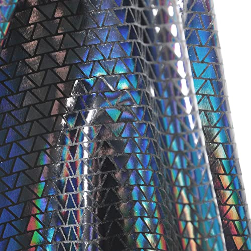 Hologram Metallic Foil Stretch Fabric Triangle Pattern(Black 2yards)