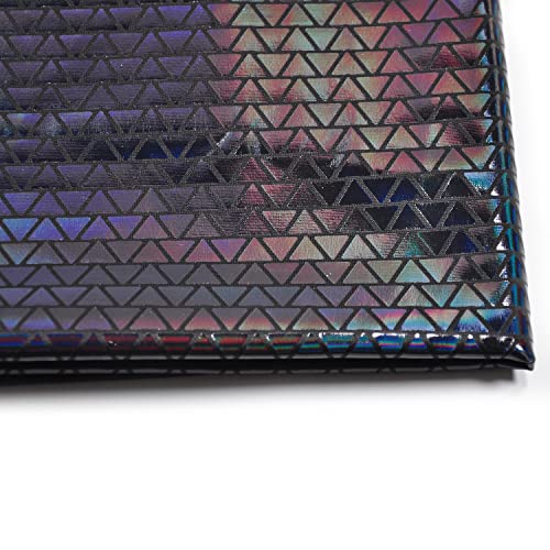 Hologram Metallic Foil Stretch Fabric Triangle Pattern(Black 2yards)