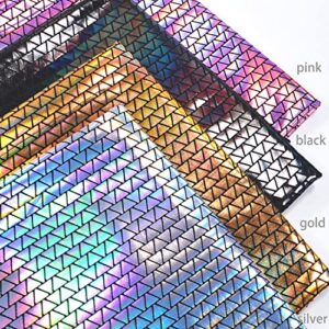 Hologram Metallic Foil Stretch Fabric Triangle Pattern(Black 2yards)