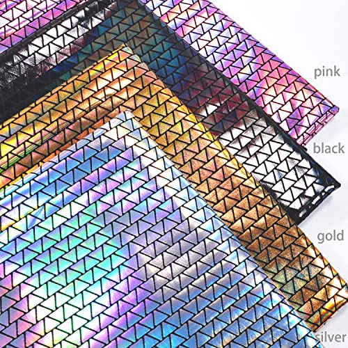 Hologram Metallic Foil Stretch Fabric Triangle Pattern(Black 2yards)