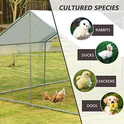 JOVNO Large Metal Chicken Coop Cage Walk-in Enclosure Poultry Hen Run House Playpen Exercise Pen Outdoor Yard Poultry Pet Hutch with Weather Proof Cover (29.5 x 9.9 x 6.57 FT)